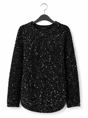 Mystree Black and White Speckled Sweater